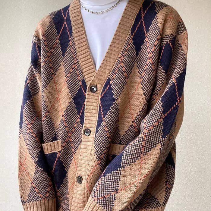 vintage cardigan 古着 レトロ ニットカーディガン アーガイル 