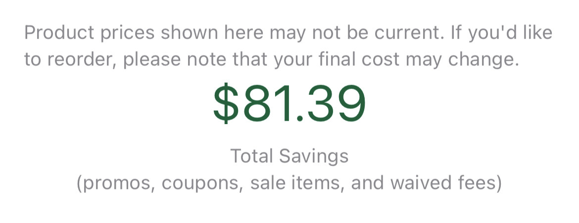 $81.30 savings on weekly groceries