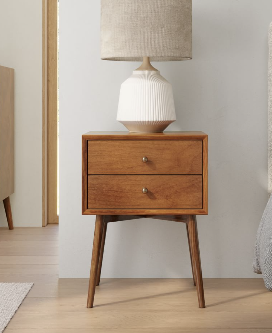 wooden mid-century nightstand