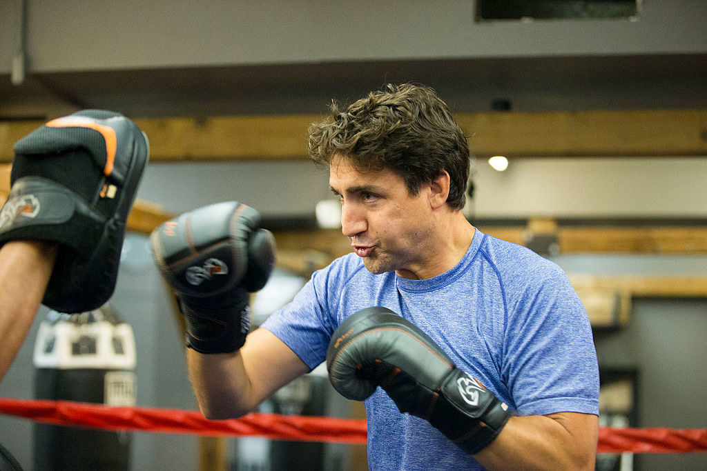 justin trudeau with boxing gloves