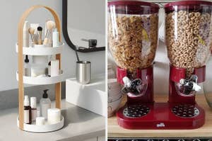 The beauty organizer and cereal dispenser