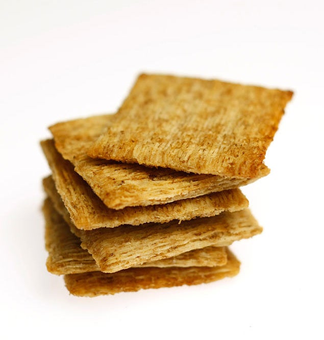 A stack of Triscuit crackers.