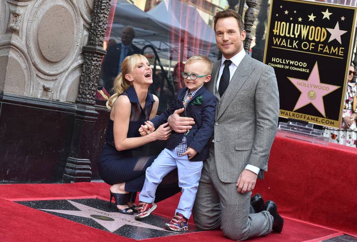 Anna, Chris and Jack pose together on the Hollywood walk of fame
