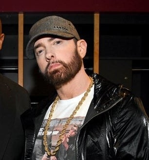 Dr. Dre and Eminem pose backstage during the 36th Annual Rock &amp; Roll Hall Of Fame Induction Ceremony at Rocket Mortgage Fieldhouse on October 30, 2021 in Cleveland, Ohio