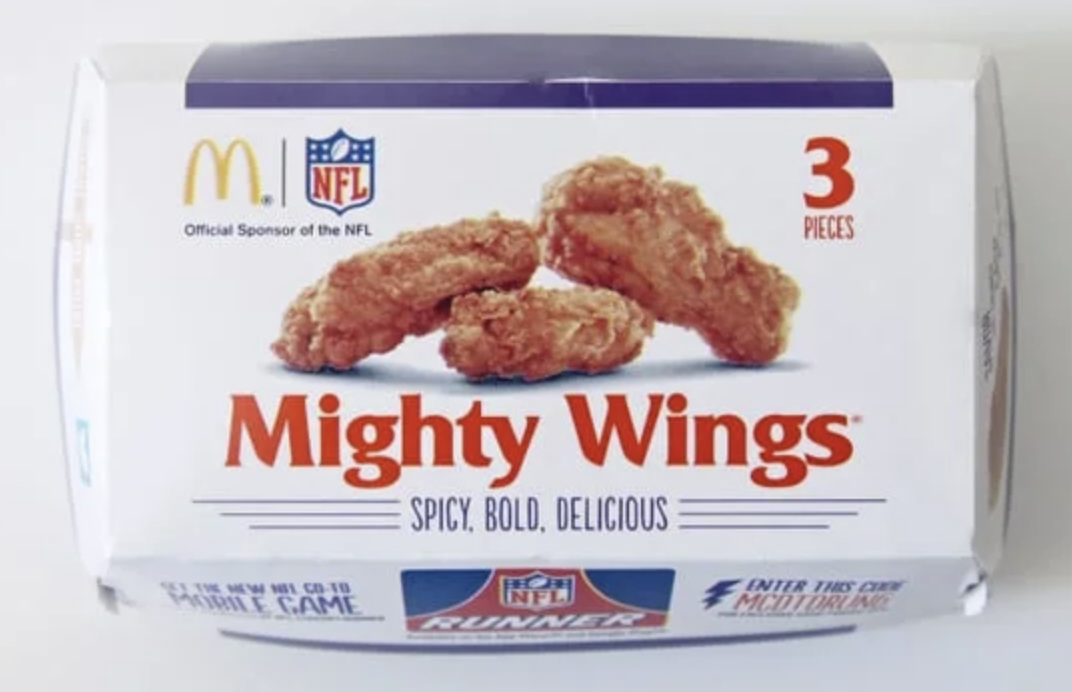 A three-piece box of Mighty Wings