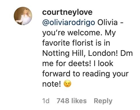 Instagram comment from Courtney Love