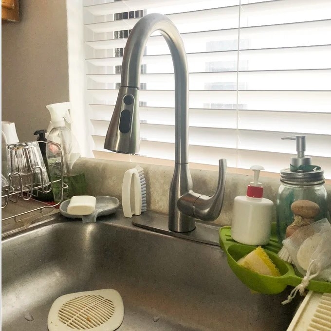 Reviewer&#x27;s photo of the faucet in the color Brushed Nickel