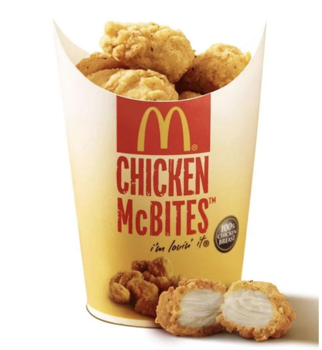 Chicken McBites in a bucket