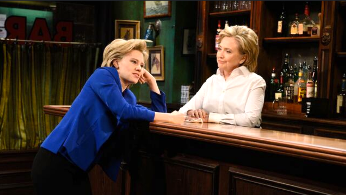 Hillary Clinton with Kate McKinnon as her