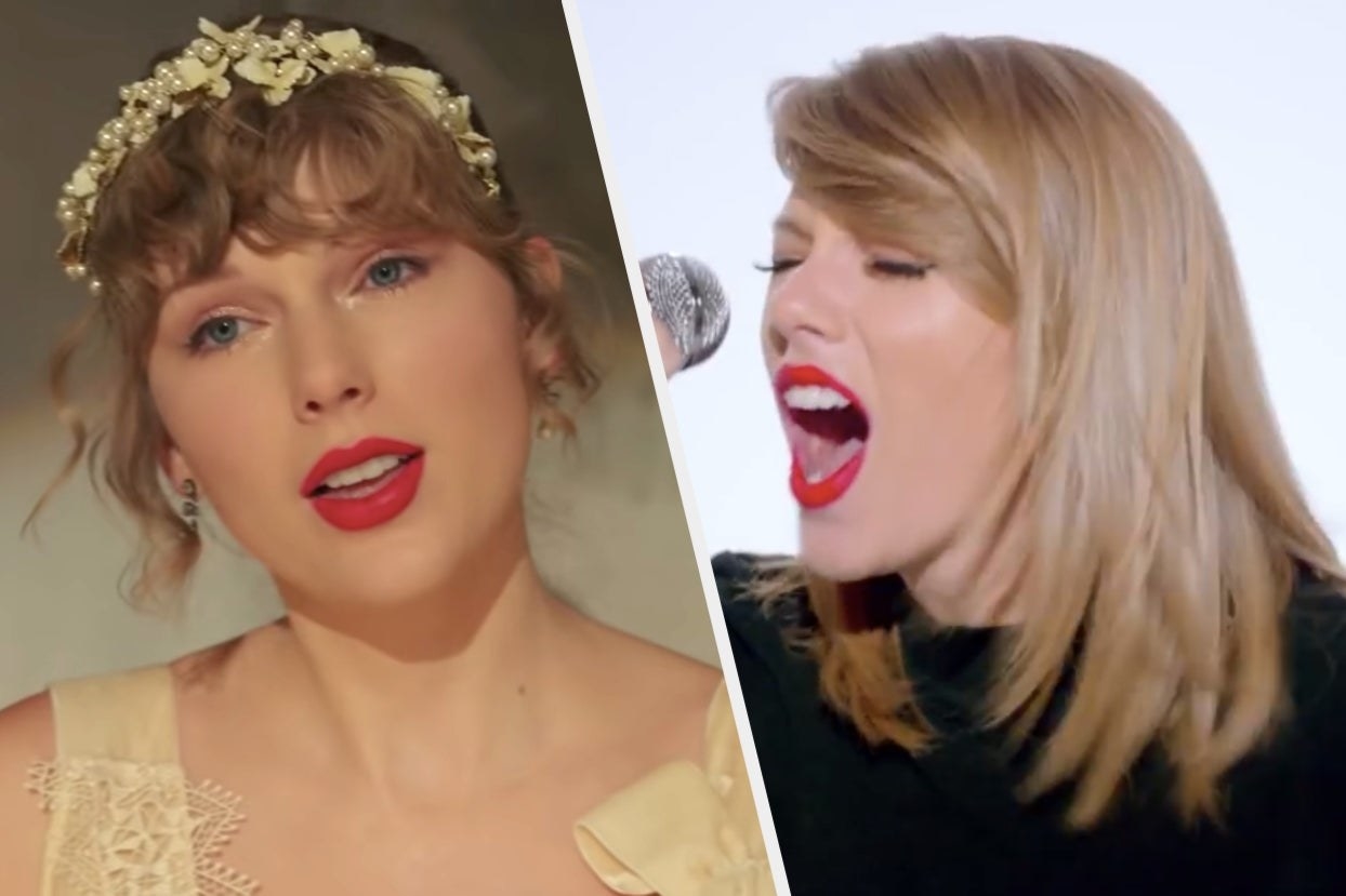 Side-by-side images of Taylor Swift