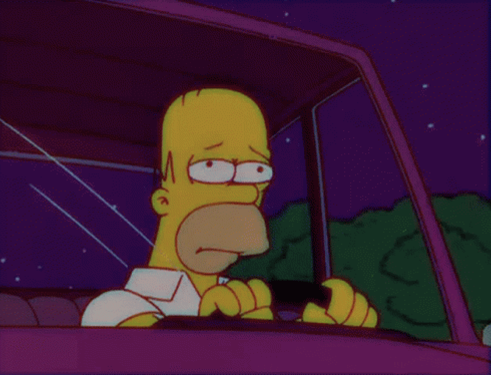 Homer Simpson driving