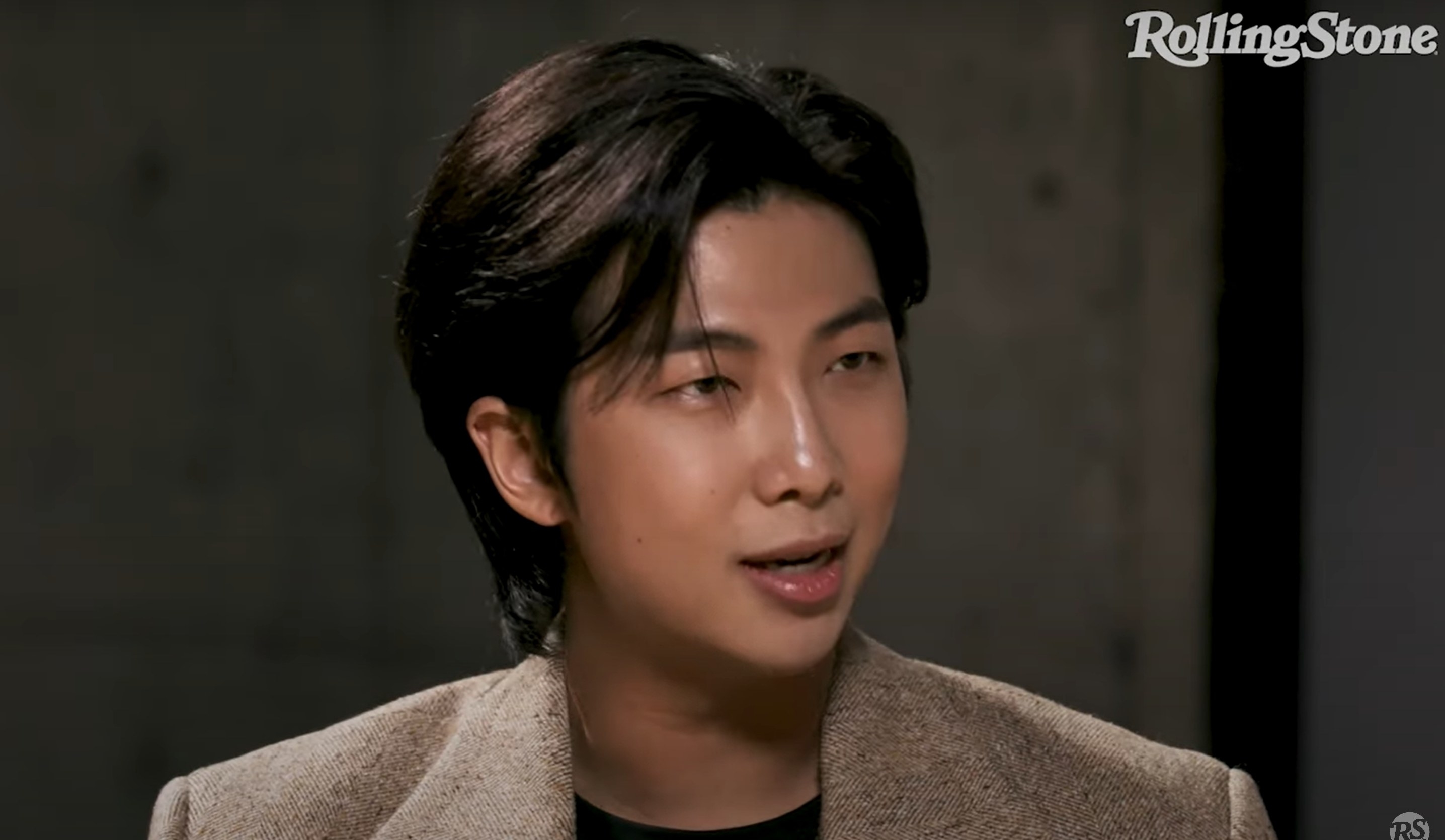 close up of RM speaking on Rolling Stone&#x27;s Musicians on Musicians