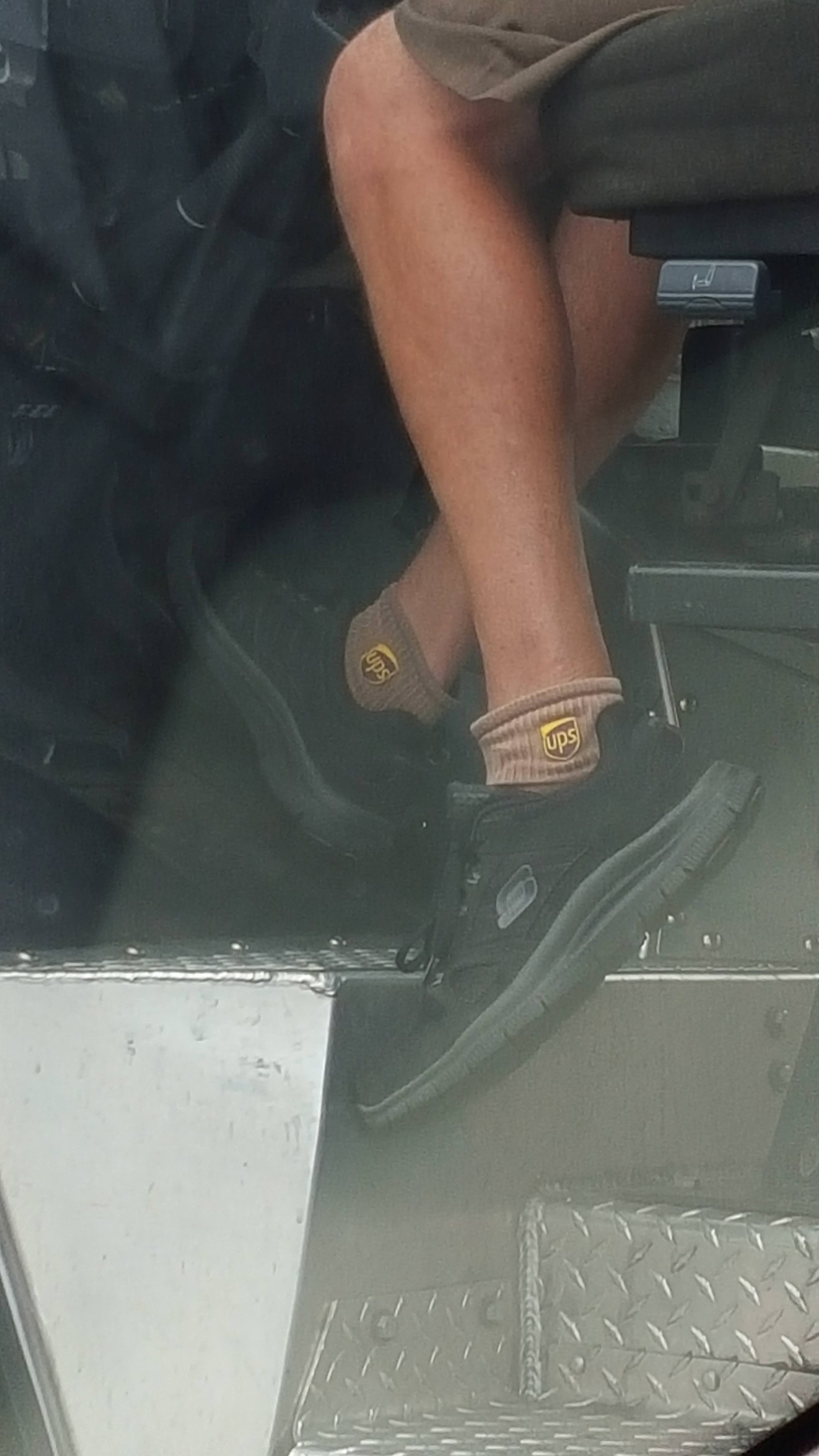 Closeup of a UPS driver&#x27;s socks
