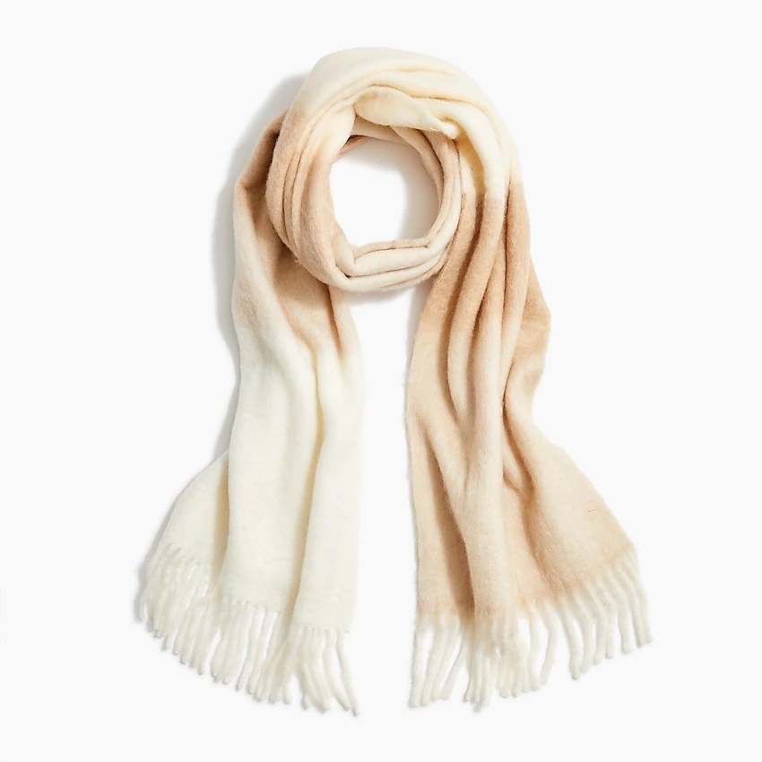 white and beige scarf