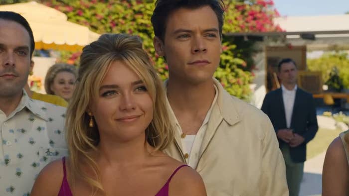 Florence Pugh and Harry Styles in a scene from the movie