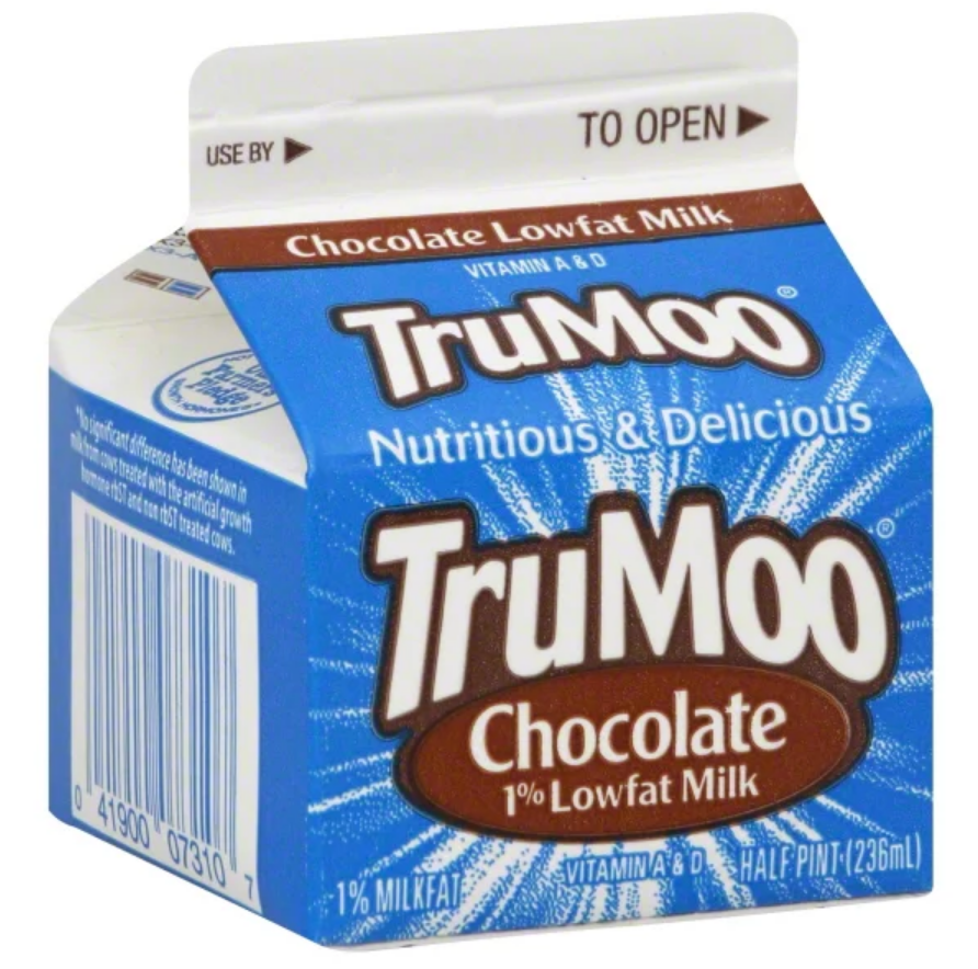 photo of TruMoo chocolate milk in a carton