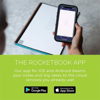Model using the Rocketbook app on their phone to copy their physical notes to the cloud
