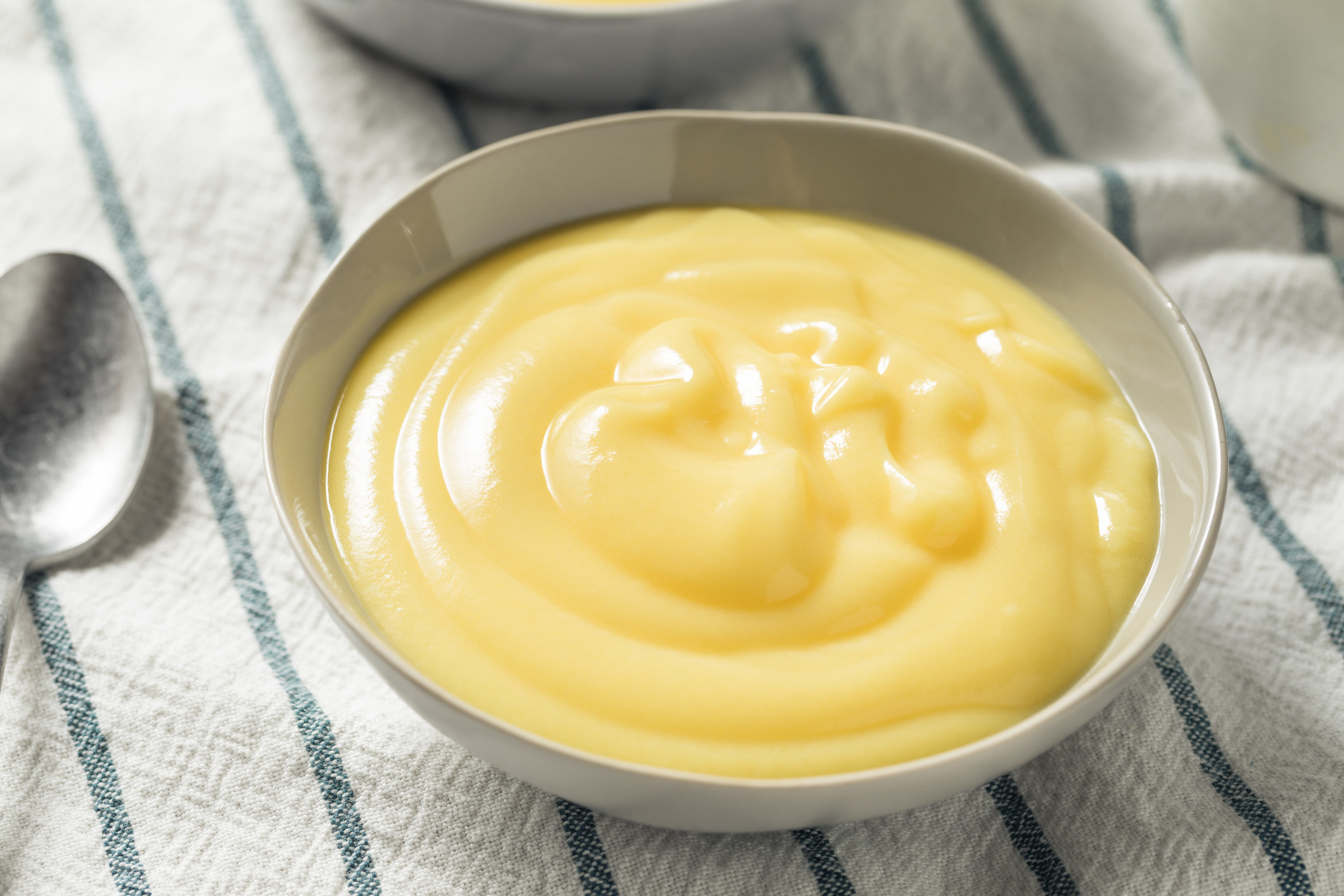 Homemade Vanilla Custard Pudding in a Bowl.