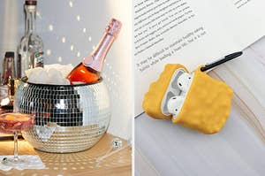 A disco ice bucket / a chicken nugget shaped air pod case