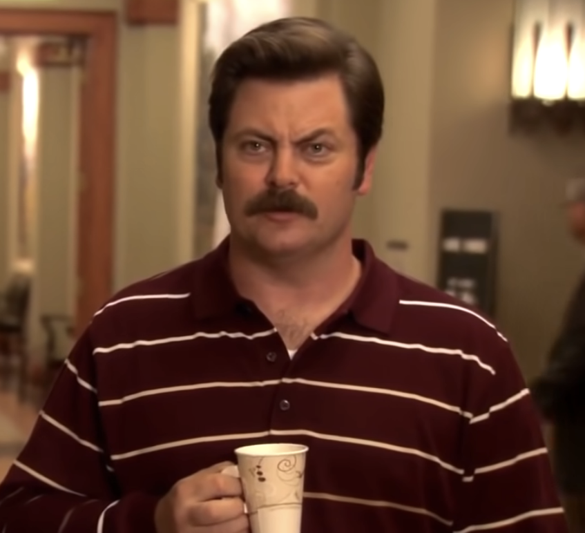 Closeup of Ron Swanson