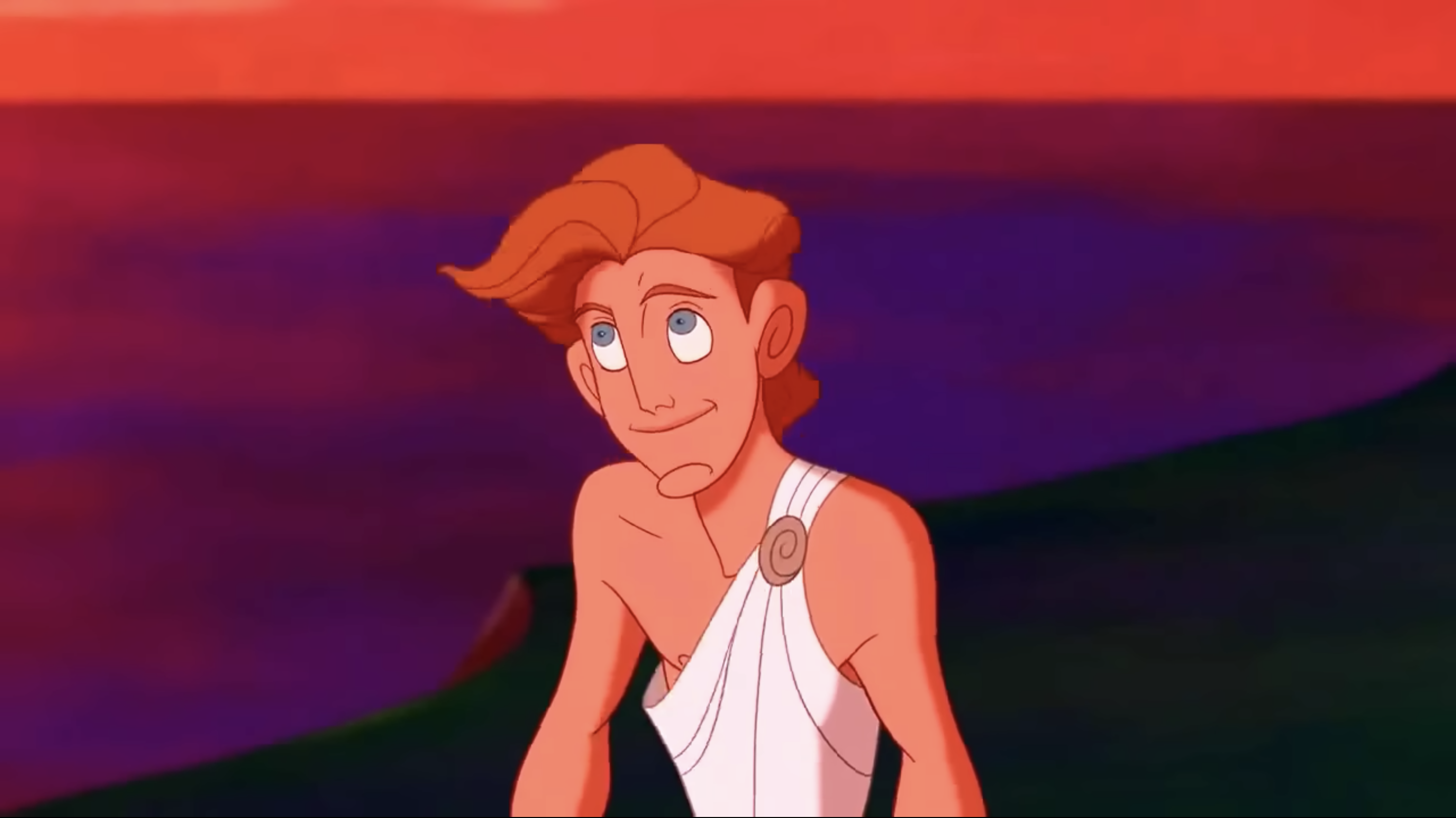 Hercules smiling in a toga