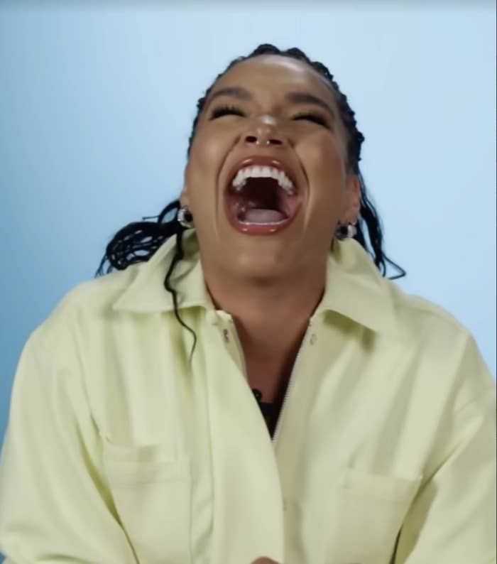 a woman laughing