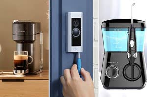 a Nespresso machine, a ring doorbell, and a water flosser
