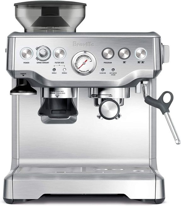 Breville espresso machine in silver