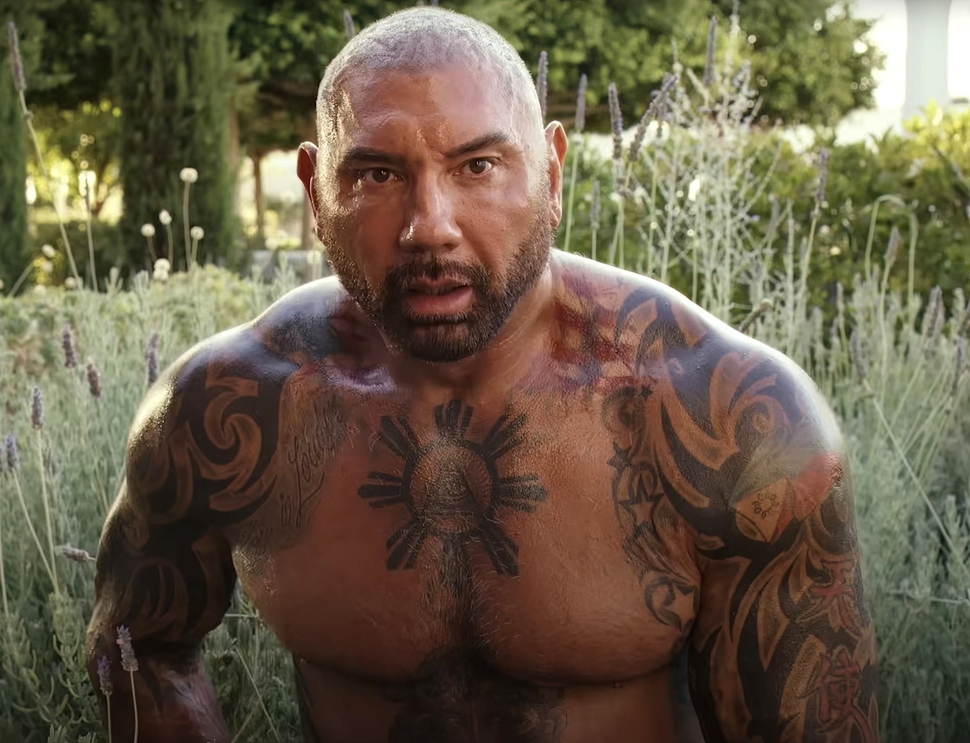 Dave Bautista in Glass Onion: A Knives Out Mystery