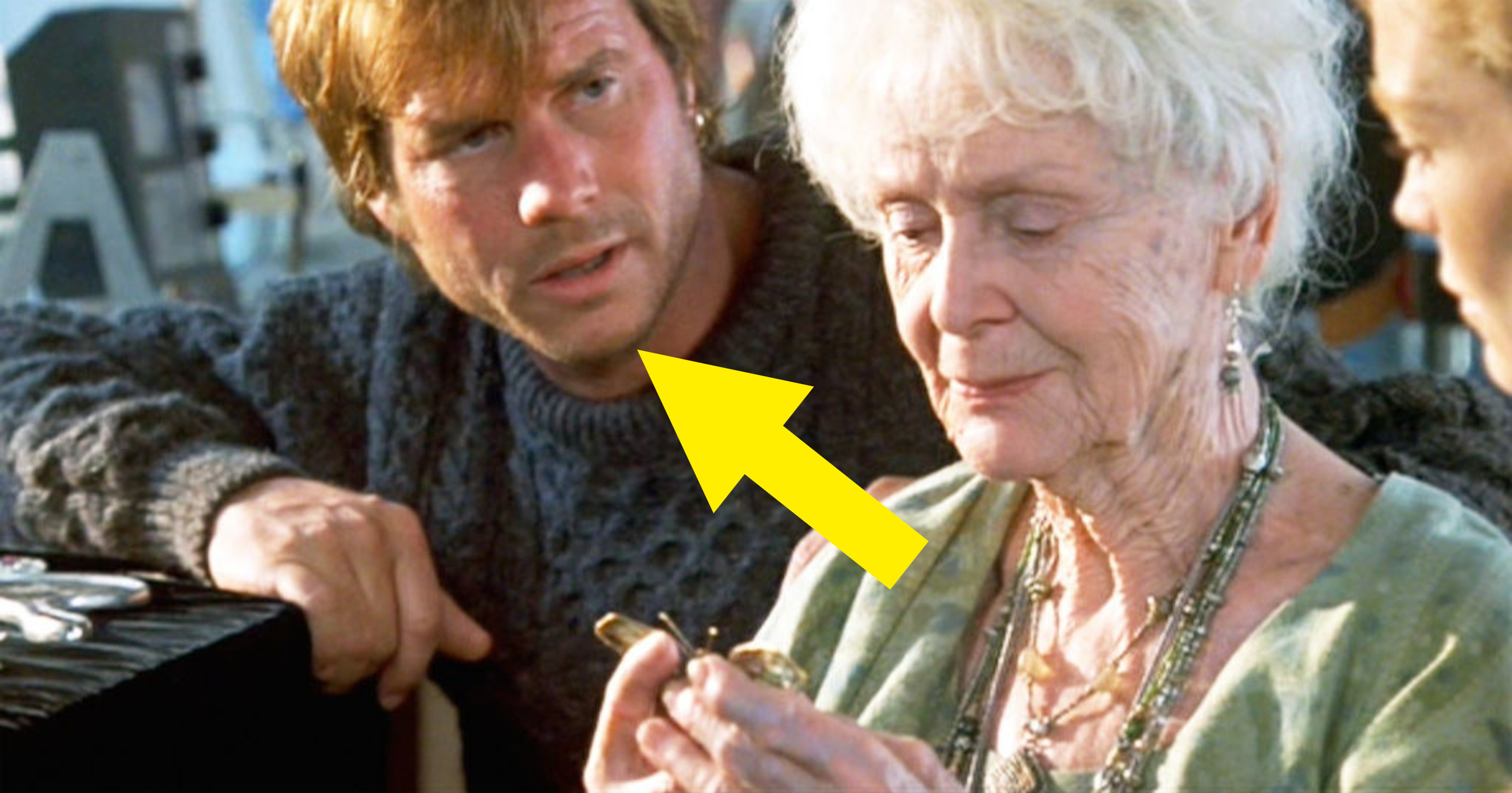 arrow pointing to Paxton in the film