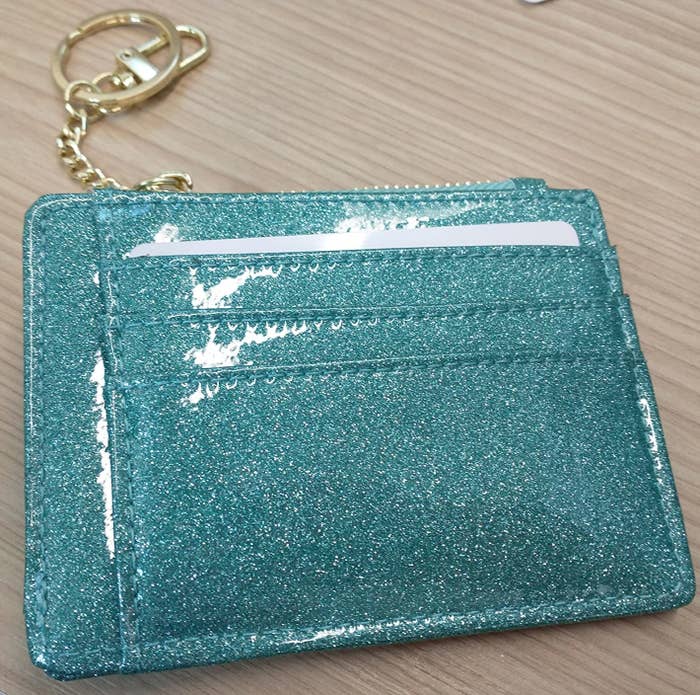 Reviewer image of sparkly teal card holder