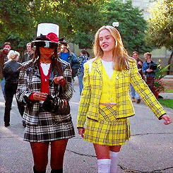 teenage girls wearing plaid miniskirts and blazers in &quot;Clueless&quot;