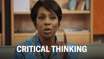 gif of Barbara from abbott elementary pointing to her head and saying &quot;critical thinking&quot;