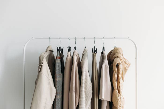 Monotone clothes on a rack