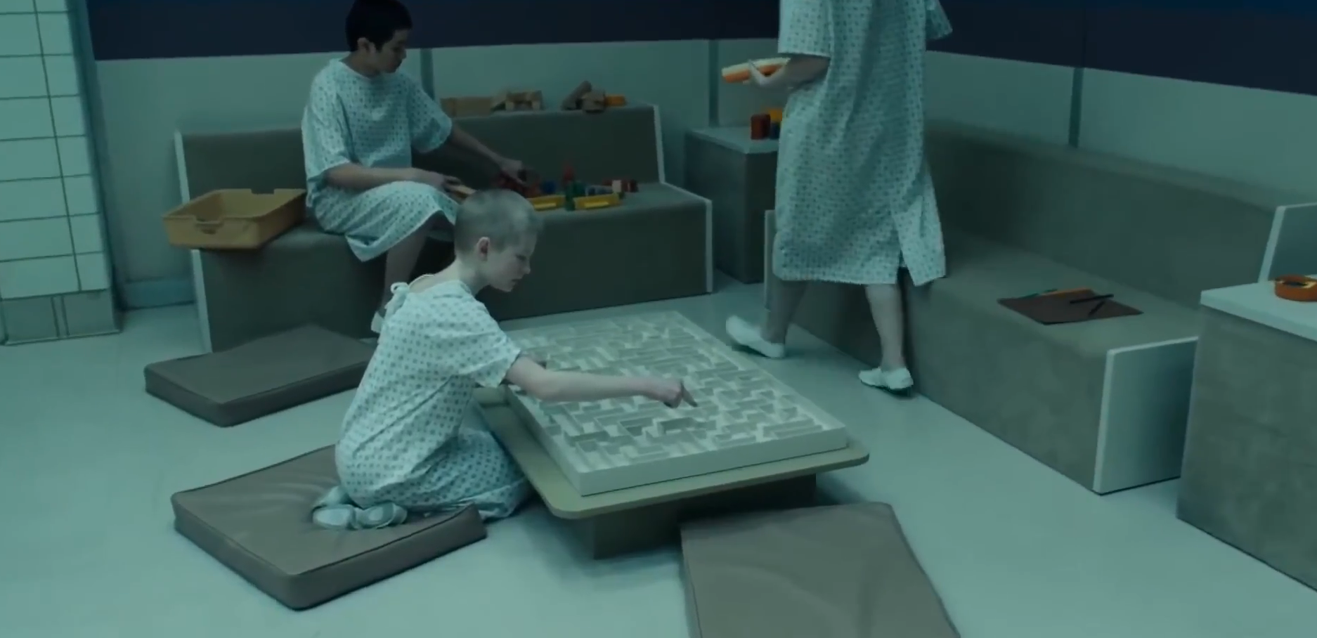 patients playing with puzzle boards