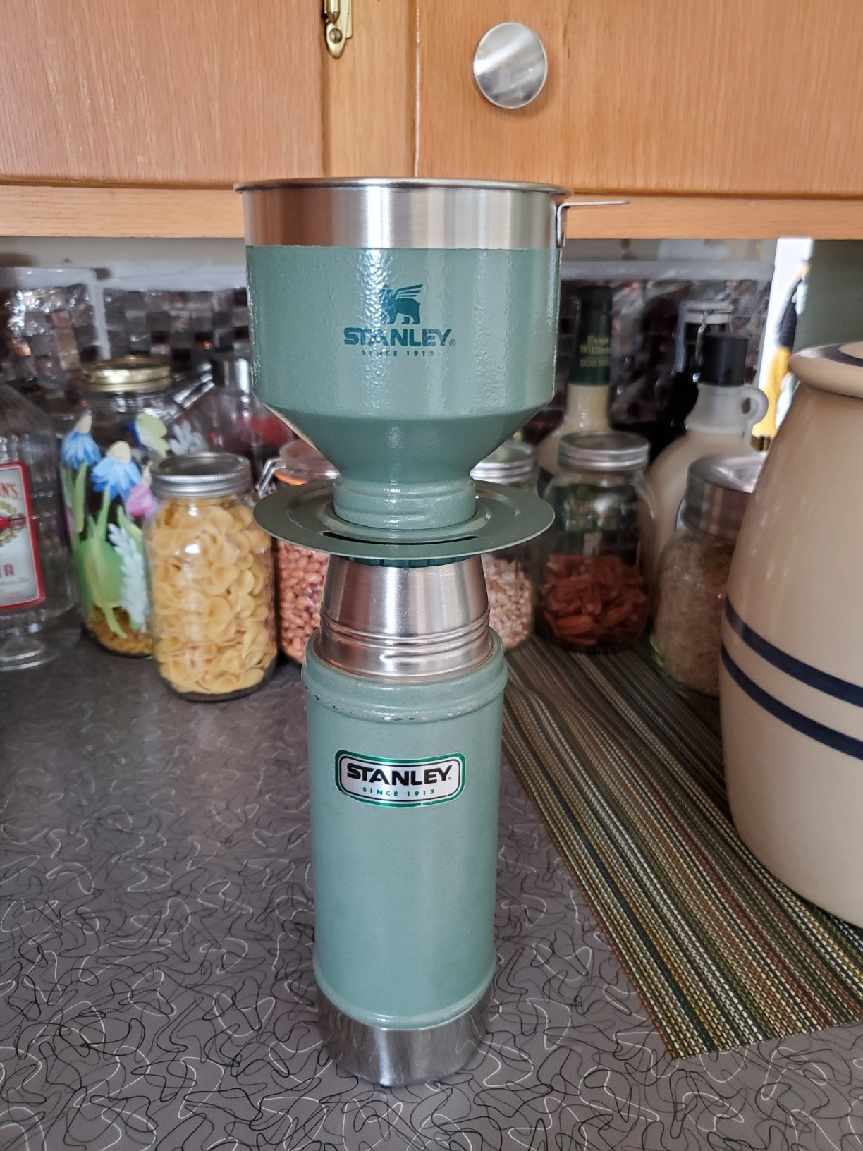 a person&#x27;s pour over set with their stanley thermos