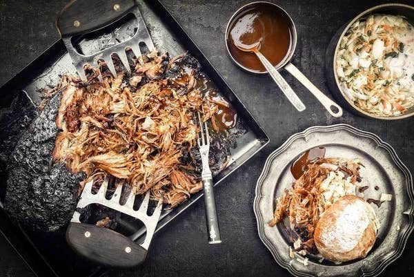 Pulled BBQ pork and sides