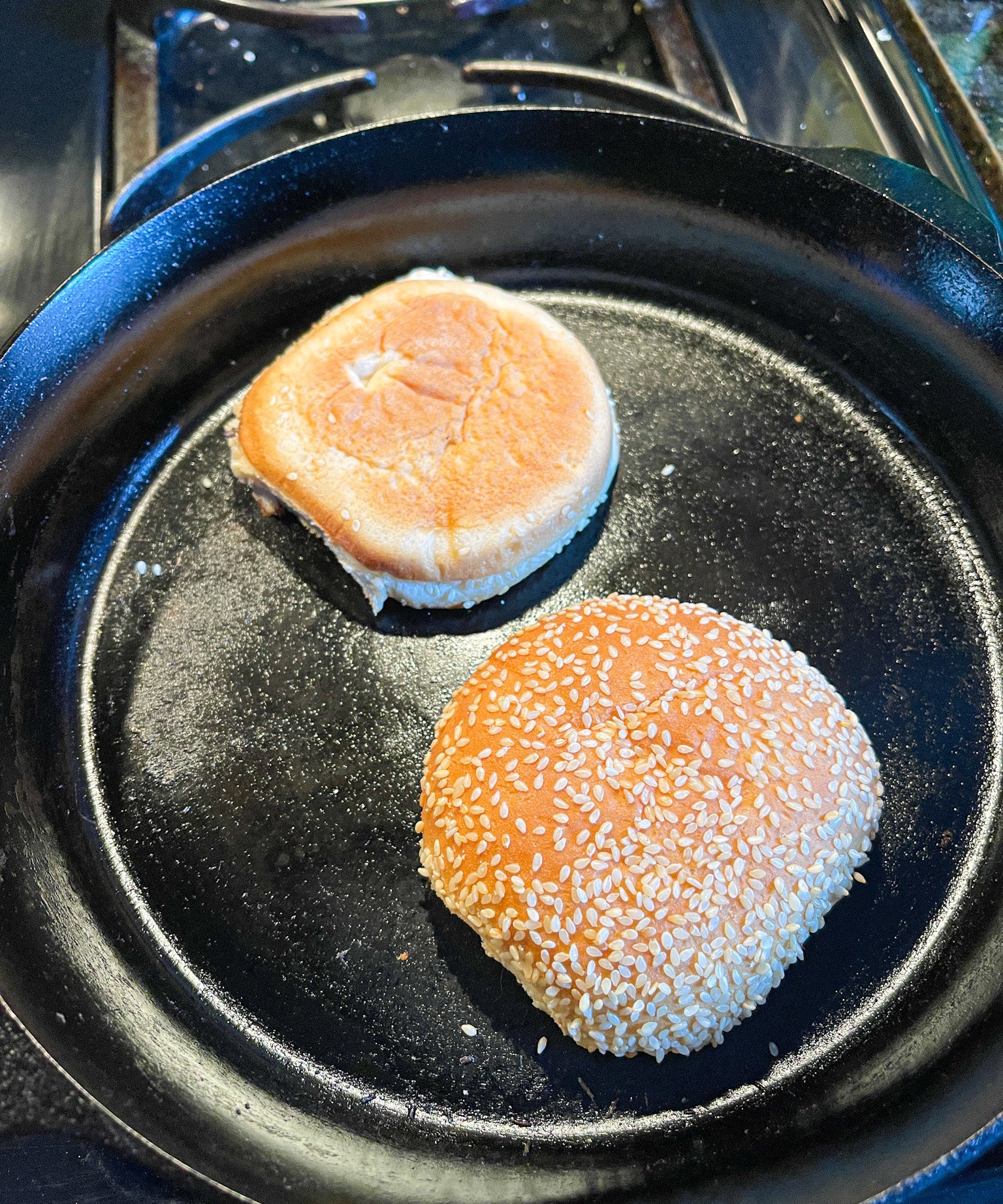 toasting buns on the skillet