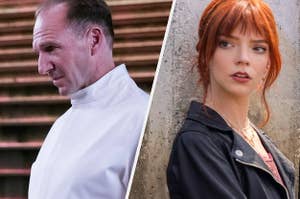 Ralph Fiennes and Anya Taylor-Joy in The Menu