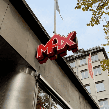 Max Hamburgers logo, lettuce wrapped burger and hamburger