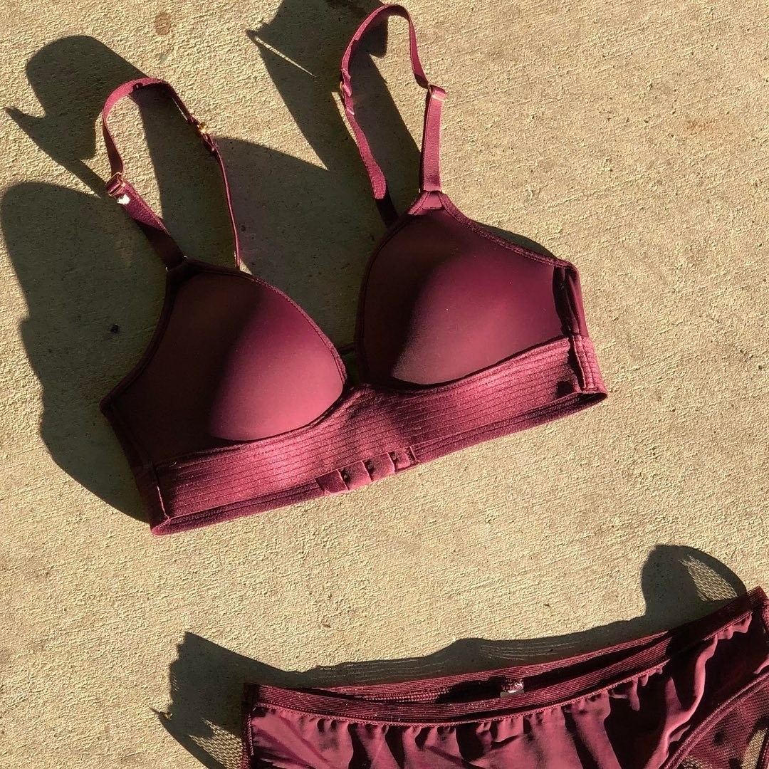 bra in plum with matching underwear