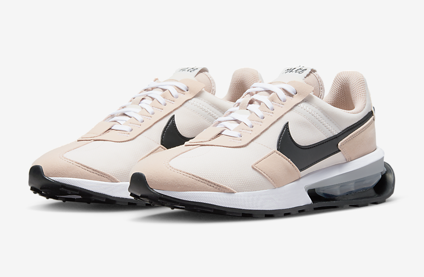 air max sneakers in light pink with black and white details
