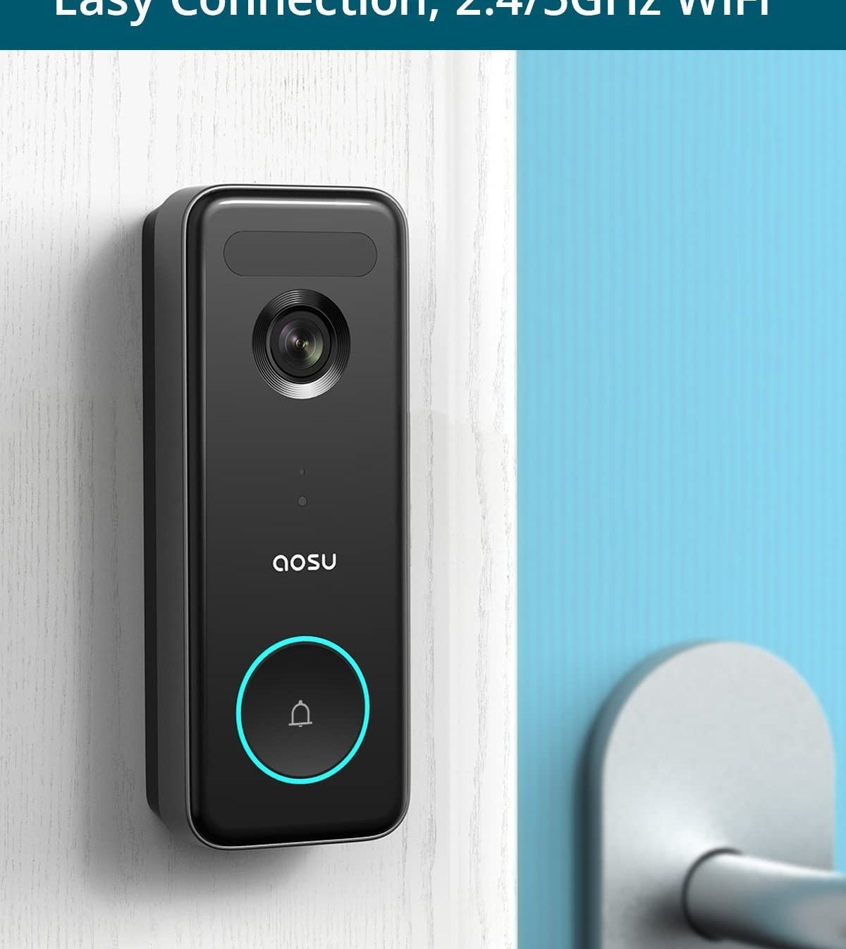 the doorbell camera mounted on a door frame