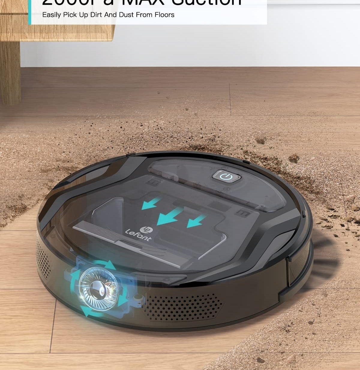 the robot mop cleaning up dirt around it