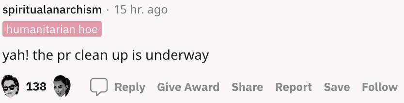 Screenshot of the Reddit comment