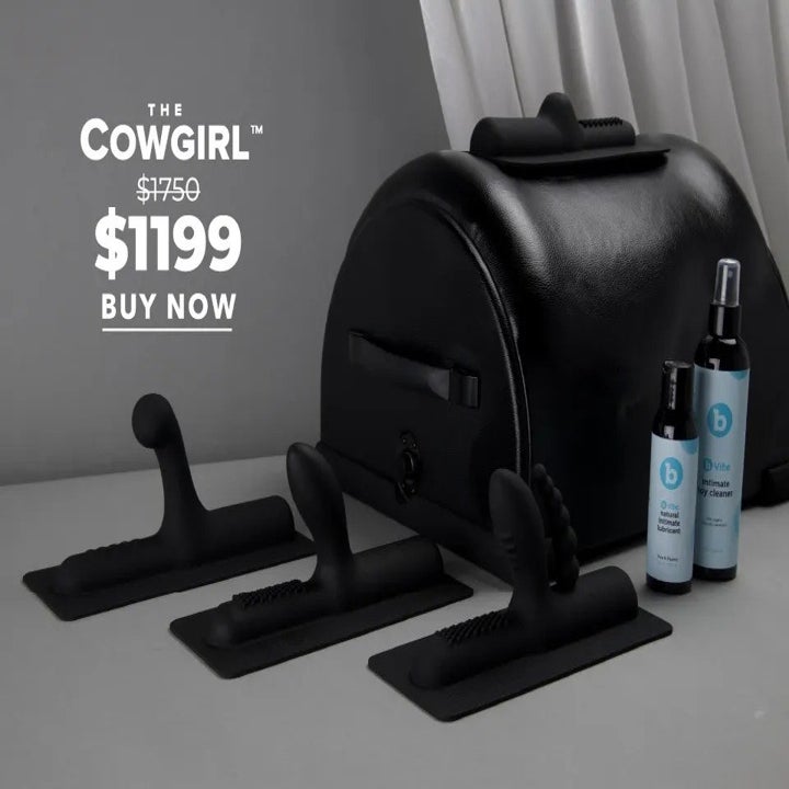 Black sex machine with lube and attachments