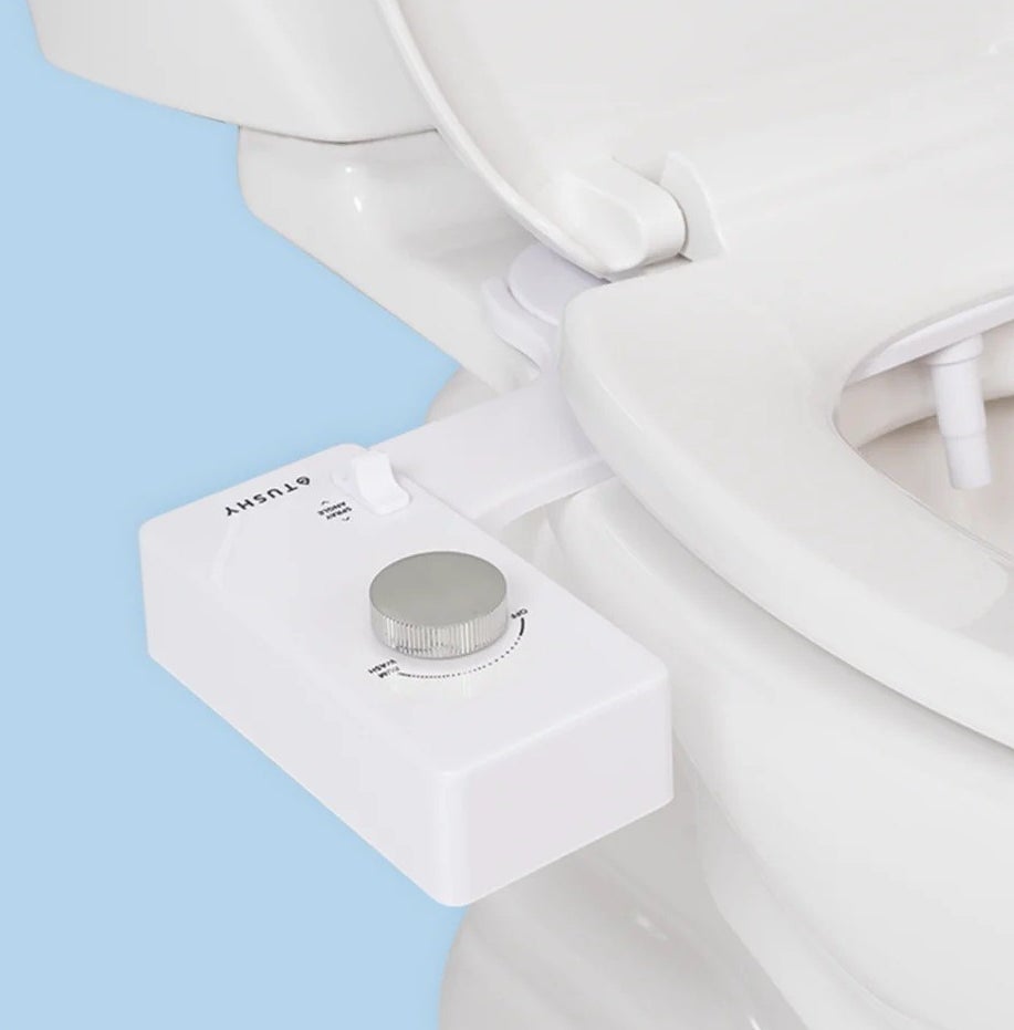 the bidet attachment installed on a toilet
