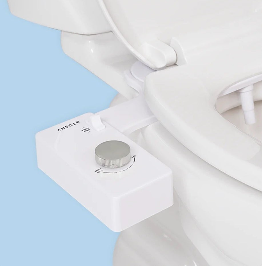 the bidet attachment installed on a toilet