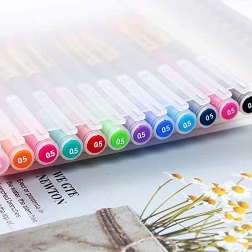 A pack of multicoloured gel pens
