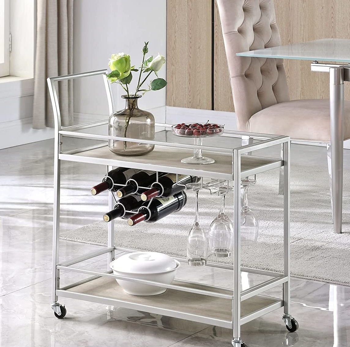 Image of the silver bar cart